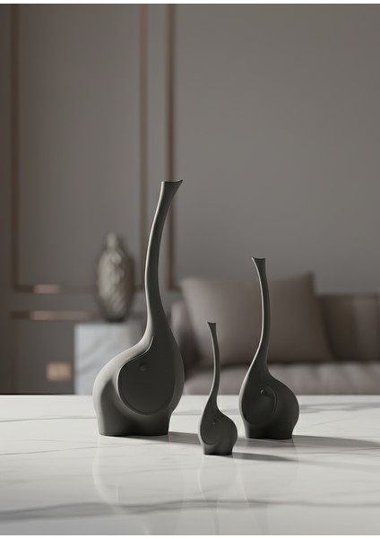 Uzun Hortumlu Fil Ailesi Dekoratif Obje - Biblo - Dekor fırsatları