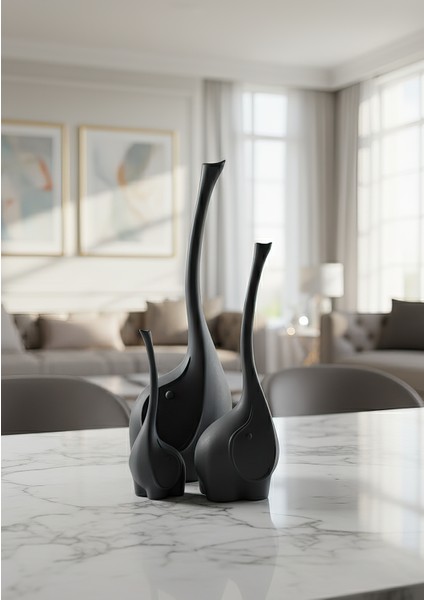 Uzun Hortumlu Fil Ailesi Dekoratif Obje - Biblo - Dekor indirimleri