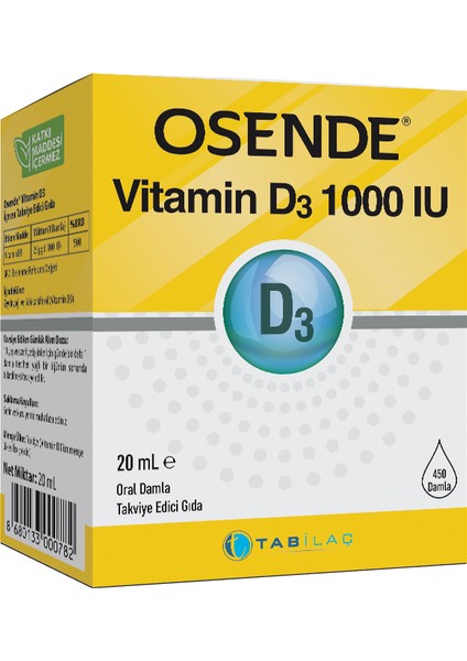 Vitamin D3 Damla 20 ml - Dezenfektan Hediyeli (%72 Alkol)