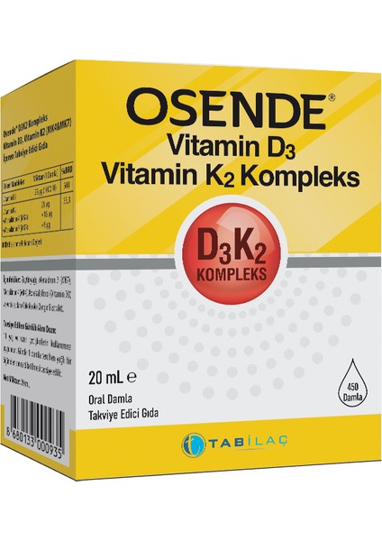 Vitamin D3K2 Kompleks Damla 20 ml D3 K2 Vitamini - Dezenfektan Hediyeli (%72 Alkol)