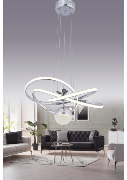 3 Işıklı Kumandalı LED Avize Dimmerli