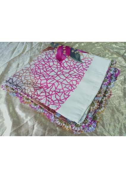 ve Reyhan El Emeği Iğne Oyası Yazma , Fular ,yemeni, Mevlit Örtüsü ,hediyelik 4 Kenarı Oyalı