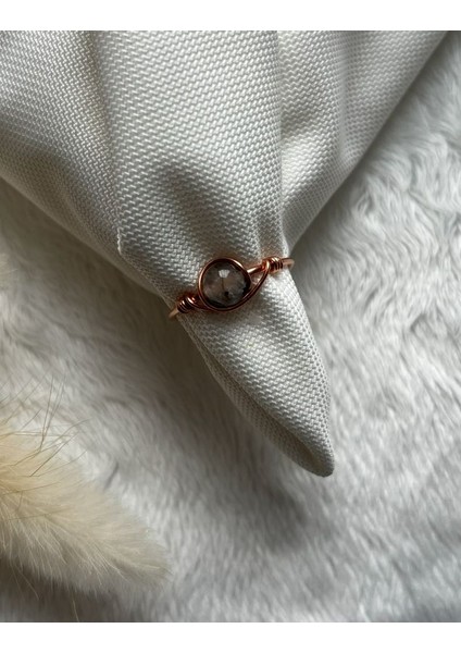 Rutil Kuvars Taşı Ayarlanabilir Bakır Renk Tel Yüzük