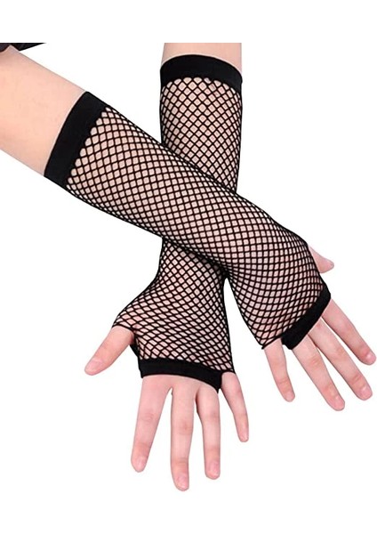 Bfs Siyah Renk Uzun File Eldiven - Örgü Eldiven Siyah Renk