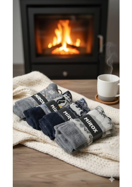 ; Yün Kadın Çorabı; 36-40 Numara; Kışlık; Asorti 4'lü Set