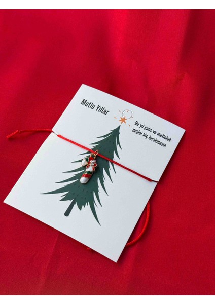 Yılbaşı Temalı Makrome Bileklik Şeker Kamışı