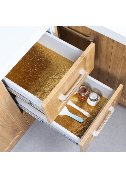 10 Metre Kendinden Yapışkanlı Silinebilir Mutfak Tezgah Üstü Sticker Folyo Gold Renk (5358) fiyatları