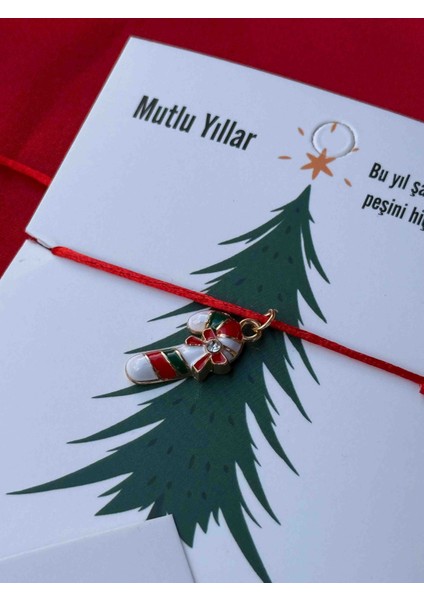 Yılbaşı Temalı Makrome Bileklik Şeker Kamışı fiyatları