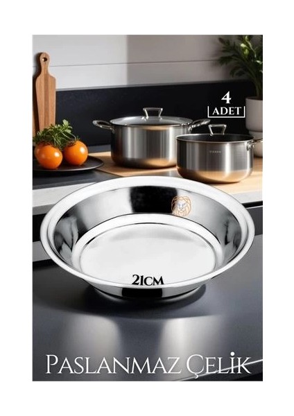 Bfs 21 cm 4 Lü Tabak Seti Paslanmaz Çelik B.caprio Design