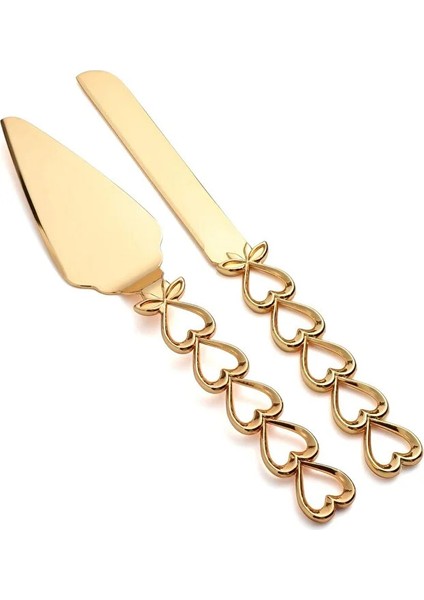 💖 SDH-3529 Altın Kalp Detaylı Pasta Servis Seti – Kutlamalara Romantik Işıltı! fiyatları
