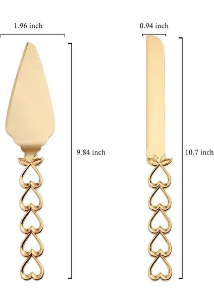 💖 SDH-3529 Altın Kalp Detaylı Pasta Servis Seti – Kutlamalara Romantik Işıltı! modelleri