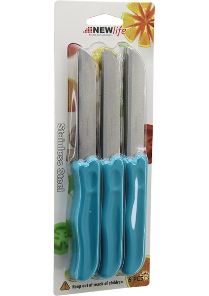 6pcs Meyve Bıçak Renkli Plastik Saplı (5358)