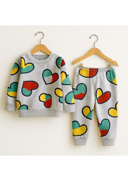 Kız Çocuk Kalp Desenli Pijama Takımı 6-10 Yaş modelleri