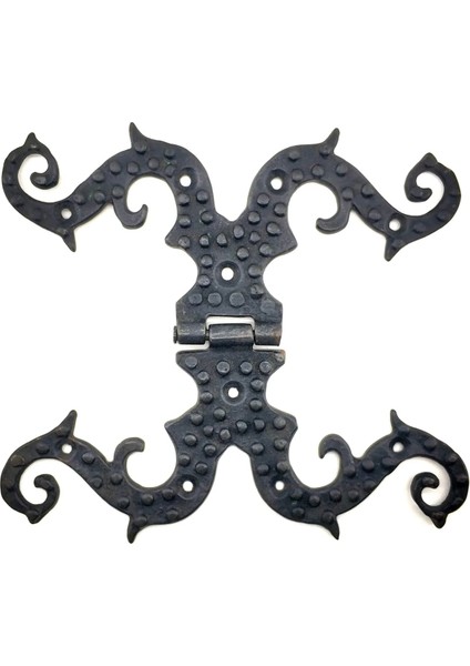 Antika Tarz Dekoratif Pirinç Süslü Menteşe - 190X170 Mm, Oksit