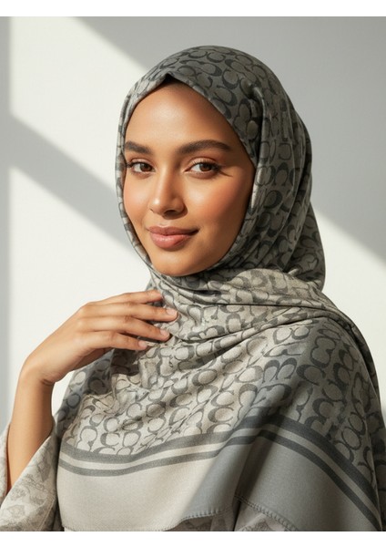 C Desen Gri Çift Taraflı Jakar Şal fiyatları