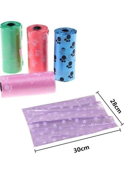 Buffer® 4lü Evcil Hayvanlar Için Pati Desenli Kedi Köpek Kaka Poşeti Torbası