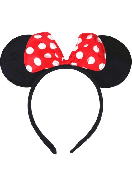 Bfs Kırmızı Fiyonklu Minnie Mouse Taç Fare Tacı Kafa Bandı