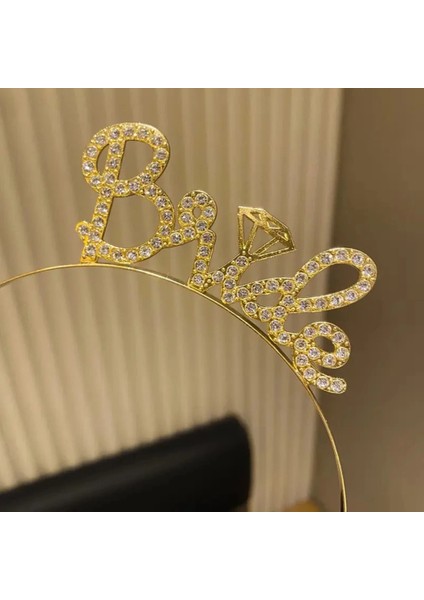 Bfs Altın Renkli Taşlı “bride” Gelin Tacı – El Yazısı Yazı Tipiyle