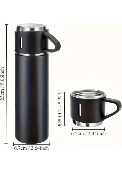 Bfs Termos Seti 3'lü Bardak Seti Isı Dayanıklı Siyah Paslanmaz Çelik Vakumlu fırsatları