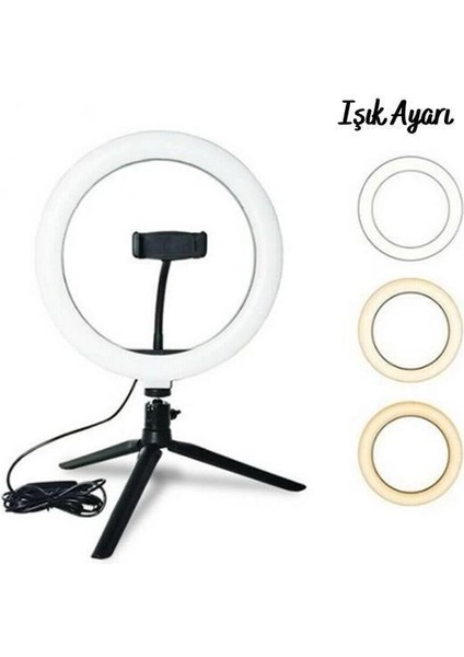 8inç 20CM Youtube Instagram Tiktok Selfie Stüdyo Video Fotoğraf Ring Light Tripod LED Halk