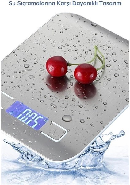 Tf 1002 Hassas Ölçümlü Maksimum 5 kg Kapasiteli LED Ekran Platin Dijital Mutfak Tartısı