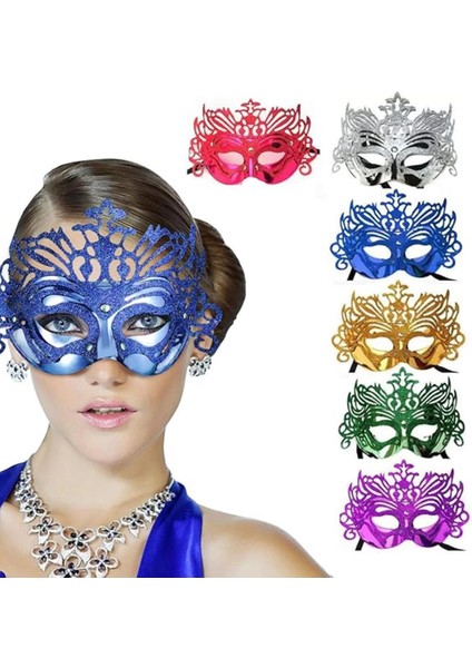 Bfs Metalize Hologramlı Balo Venedik Parti Maskesi 6 Renk 6 Adet
