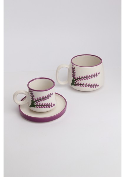 Canım Kendim Serisi Lavanta Desenli, El Yapımı Seramik ve Kupa Takımı, Mug, Hand Made fırsatları
