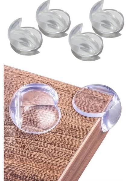 Bebek Çocuk Yumuşak ve Esnek Dairesel Şeffaf Yapışkanlı Güvenlik Köşe Koruyucu (4 Adet)