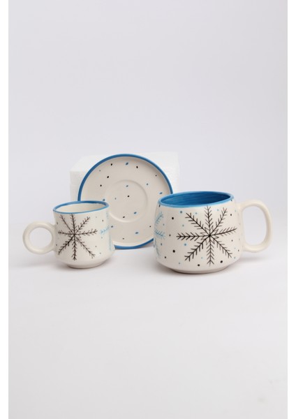 Canım Kendim Serisi Kar Tanesi Desenli, El Yapımı Seramik ve Kupa Takımı, Mug, Hand Made modelleri