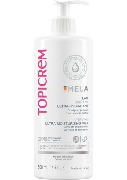 Mela Spf 15 Ultra Moisturizing Leke Karşıtı Vücut Sütü 500ml - Dezenfektan Hediyeli (%72 Alkol)