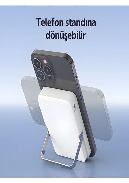 10000MAH 30W Hızlı Şarjlı Dijital Göstergeli Taşınabilir Kablosuz Magsafe Powerbank Beyaz fırsatları