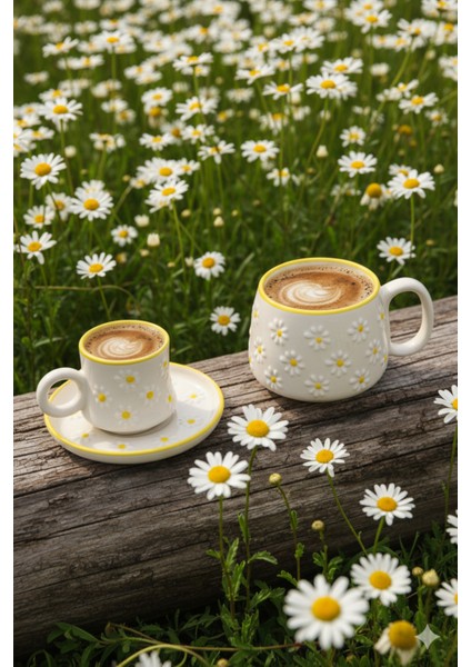 Canım Kendim Serisi,papatya Fincan ve Kupa Takımı, El Yapımı Seramik, Hediyelik, Mug, Hand Made