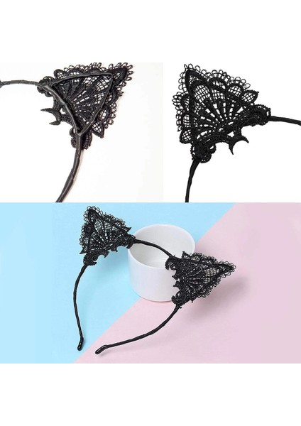 Bfs Dantelli Siyah Kedi Tacı - Vintage Tarz Dantel Kedi Kulak indirimleri