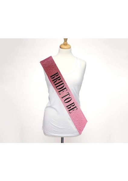 Bfs Pembe Üzeri Siyah Kalın Bride To Be Yazılı Simli Işıltılı Kuşak Kemer 10X80 cm fırsatları