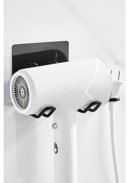 Fön Makine Askısı Siyah Yapışkanlı Fön Makine Tutucu