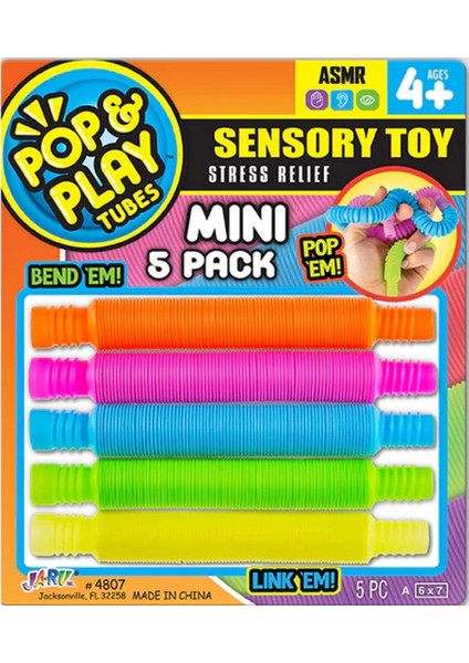 Bfs Pop & Play Tubes Duyusal Stres Oyuncağı Mini 5'li