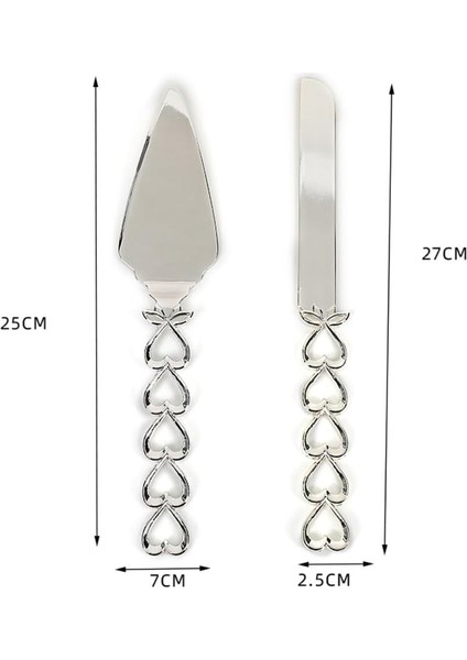 🤍 SDH-3530 Gümüş Kalp Detaylı Pasta Servis Seti – Kutlamalara Romantik Zarafet! fiyatları