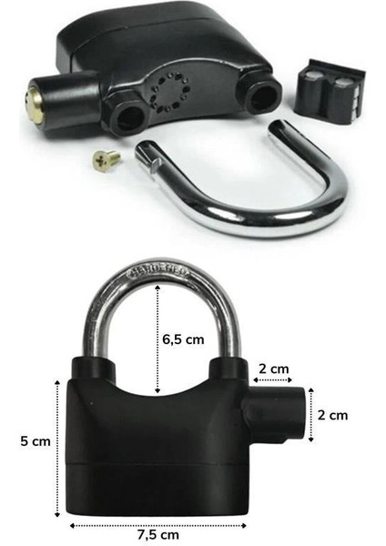 Desibel Siyah Alarmlı Çok Fonksiyonlu Ekstra Güvenlikli Kare Asma Dolap Kilidi