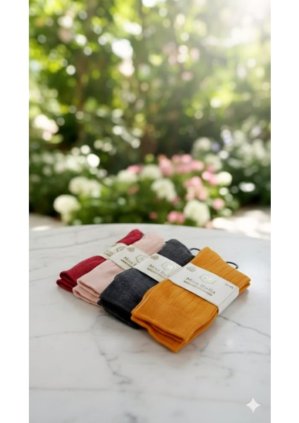 ; Lambswool - Penye Karışım Kadın Çorabı; 36-40 Numara; Asorti 4'lü Set