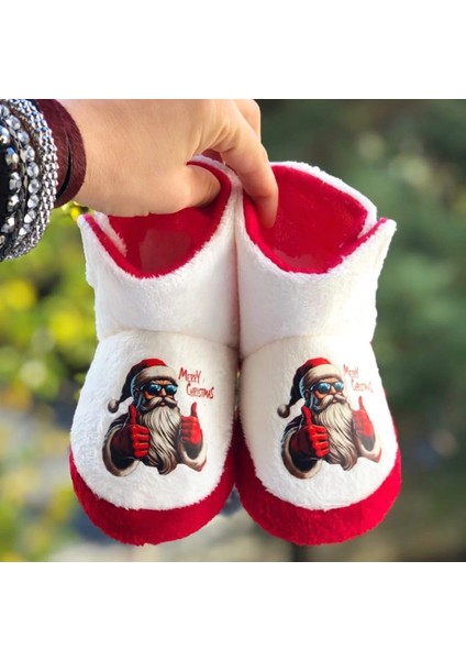 Çocuk Panduf Yeni Yıl Figürlü Cırt Cırtlı Unisex Çocuk Noel Panduf