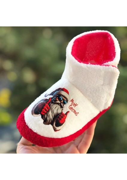 Çocuk Panduf Yeni Yıl Figürlü Cırt Cırtlı Unisex Çocuk Noel Panduf modelleri