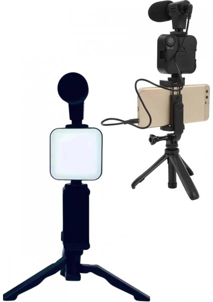 Ieg Telefon Tutucu LED Işıklı Kumandalı Mikrofon Telefon Vlog Video Kayıt indirimleri