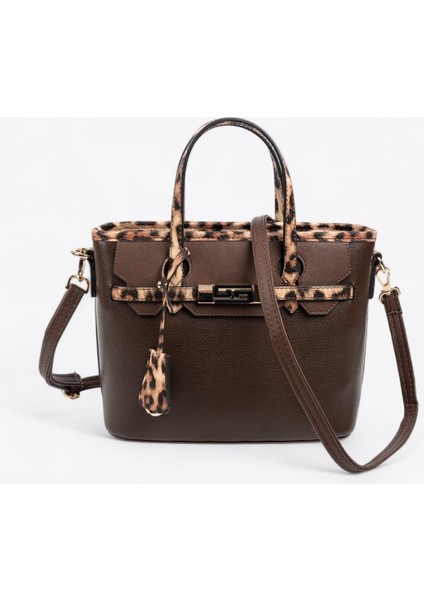 Silver & Polo SP1185 Kadın El Çantası Kahve-Leopar Taba