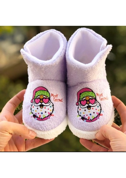 Çocuk Panduf Yeni Yıl Figürlü Cırt Cırtlı Kız Çocuk Noel Panduf