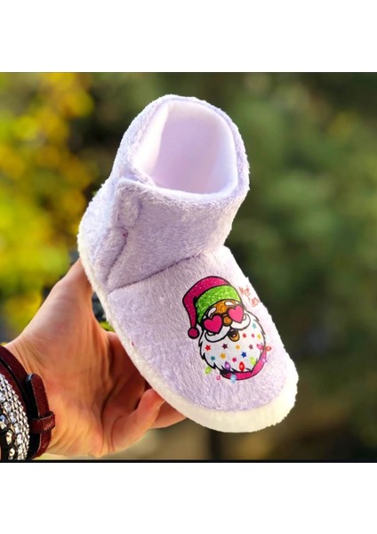 Çocuk Panduf Yeni Yıl Figürlü Cırt Cırtlı Kız Çocuk Noel Panduf modelleri