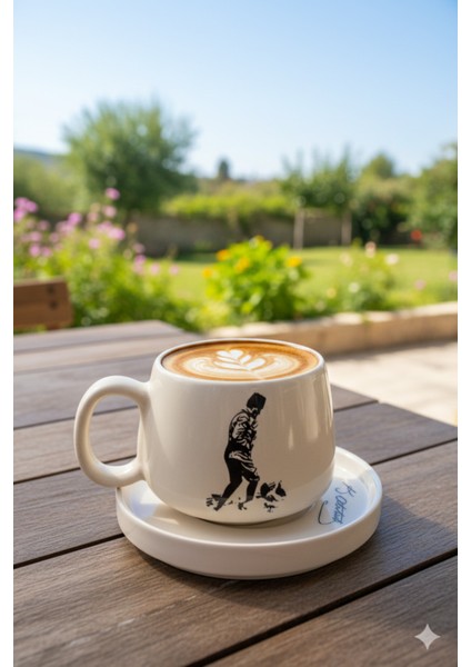 Atatürk Temalı -2 Tabaklı El Yapımı Double Kupa, Seramik Kupa, Mug, Kupa, Handmade