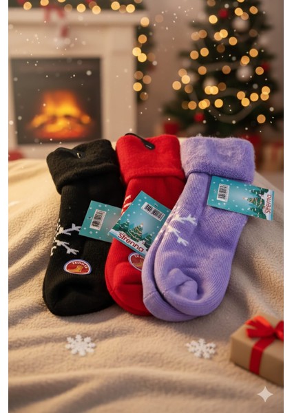 ; Pamuklu Polar Çorap;36-40; Asorti 3'lü Set modelleri