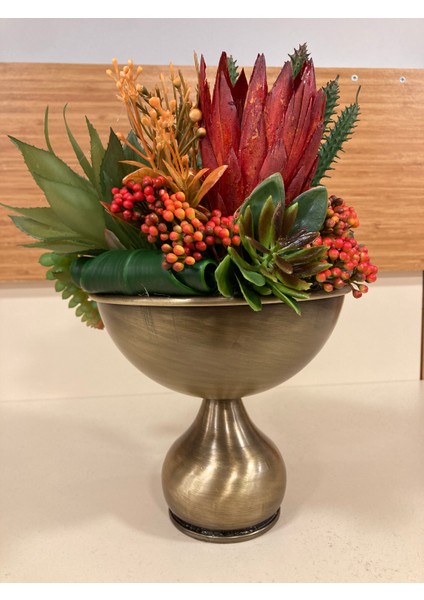 Yapay Skulent Ortaboy Boğumlu Pirinç Antik Eskitme Arajman Saksı fiyatları