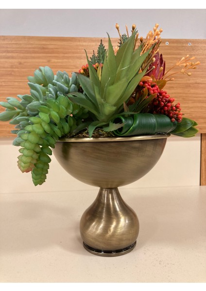 Yapay Skulent Ortaboy Boğumlu Pirinç Antik Eskitme Arajman Saksı modelleri