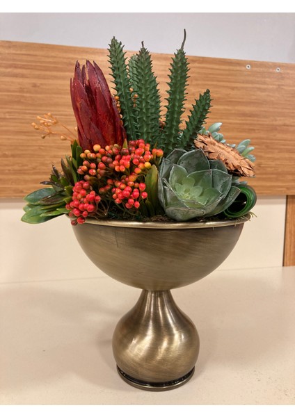 Yapay Skulent Ortaboy Boğumlu Pirinç Antik Eskitme Arajman Saksı fırsatları